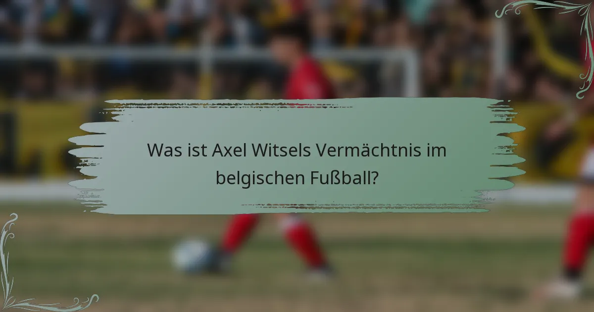 Was ist Axel Witsels Vermächtnis im belgischen Fußball?
