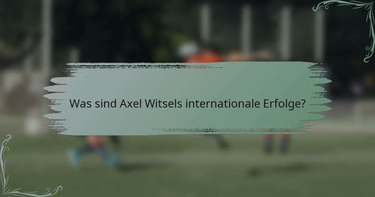 Was sind Axel Witsels internationale Erfolge?