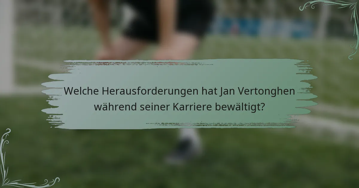 Welche Herausforderungen hat Jan Vertonghen während seiner Karriere bewältigt?