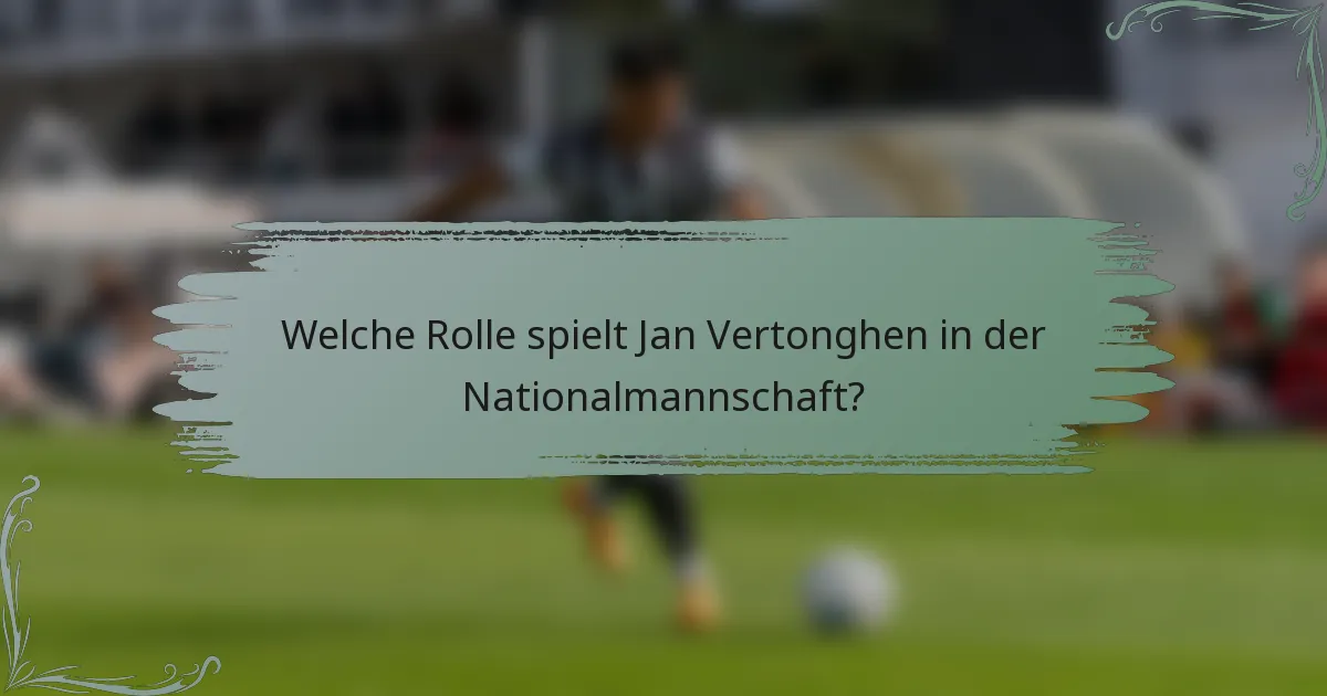 Welche Rolle spielt Jan Vertonghen in der Nationalmannschaft?