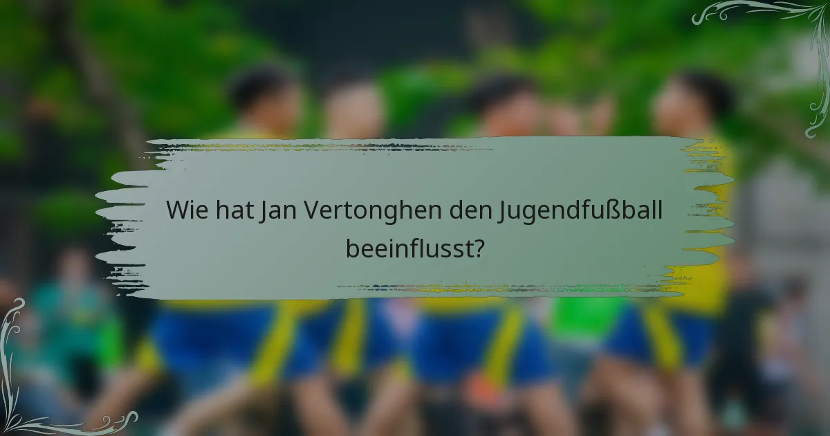 Wie hat Jan Vertonghen den Jugendfußball beeinflusst?