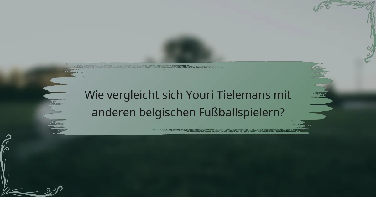 Wie vergleicht sich Youri Tielemans mit anderen belgischen Fußballspielern?